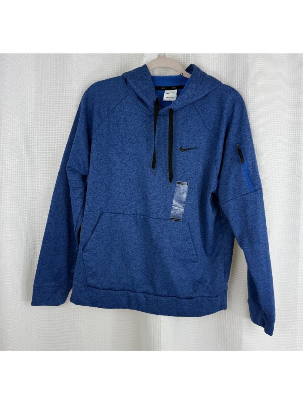 Nike Mens Therma-FIT Pullover Hoodie Size L Blue Heathered Zip Pocket IF5465-480